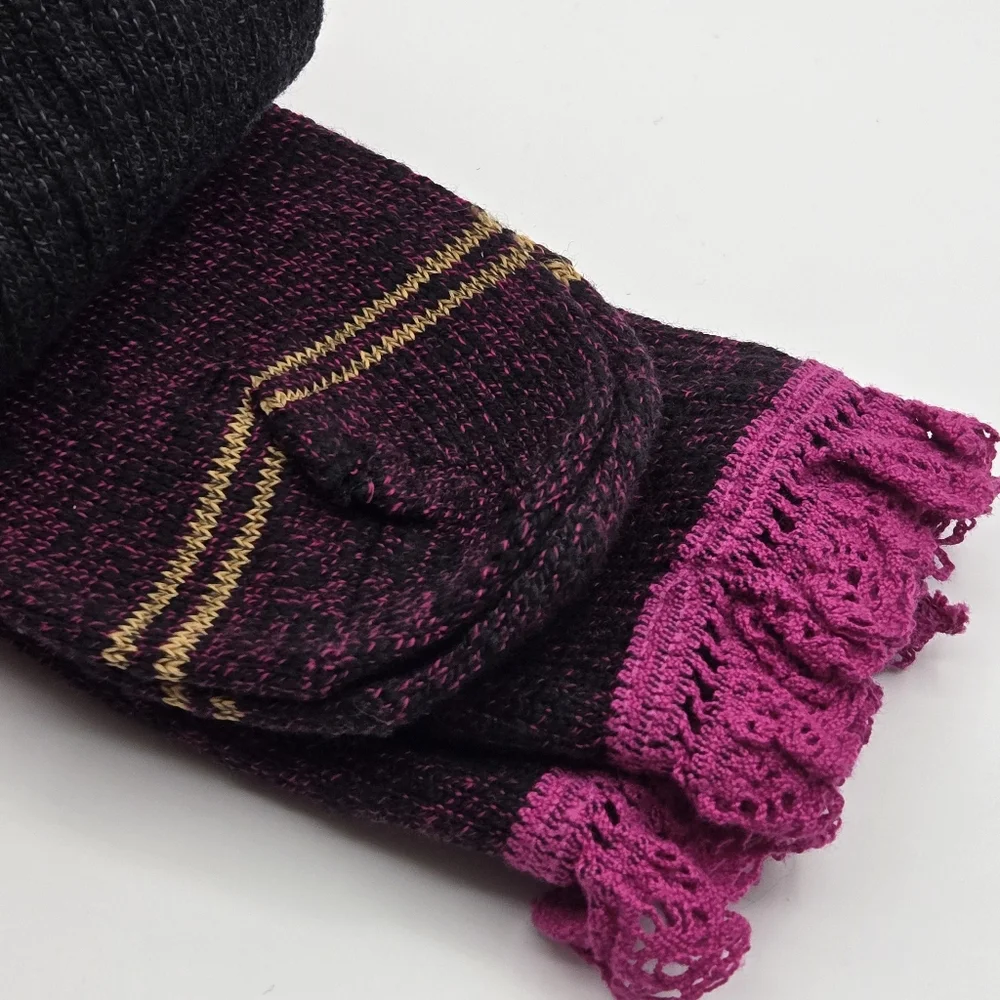 Gold Toe Kids Girl Size Medium 9-1.5 Boot Socks 2 Pair New Lace Ruffle Pink Gray